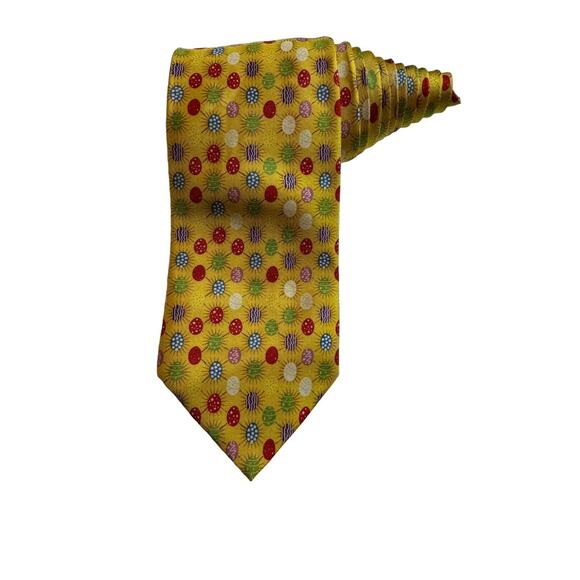 Wild Ties Starburst Easter Eggs Holiday Necktie Yellow 100% Silk - Picture 1 of 7